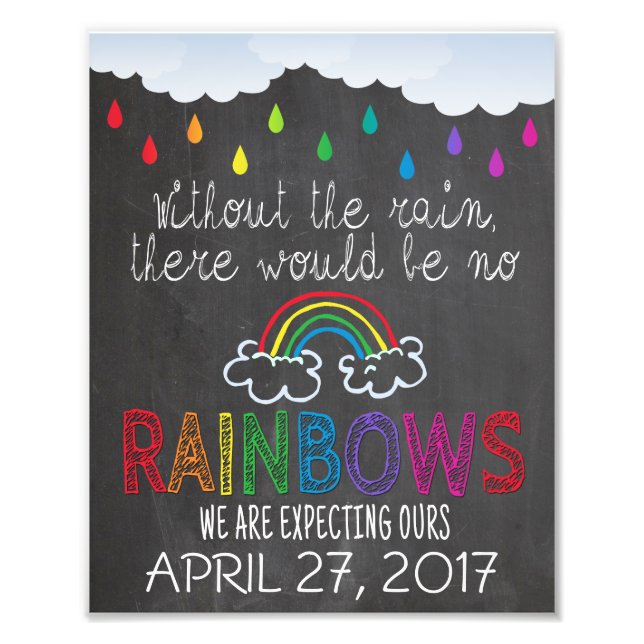 Rainbow Baby Announcement Photo Prop Sign, 8 x 10 (Front)