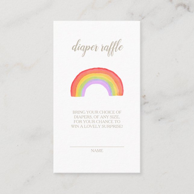 Rainbow Baby Baby Shower Diaper Raffle Card (Front)