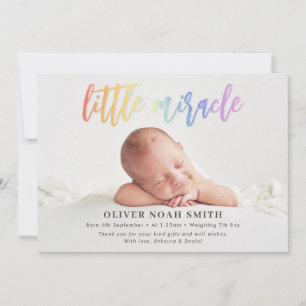 Rainbow Baby Birth Announcement Little Miracle