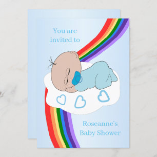 Rainbow Baby Boy Baby Shower Invitation
