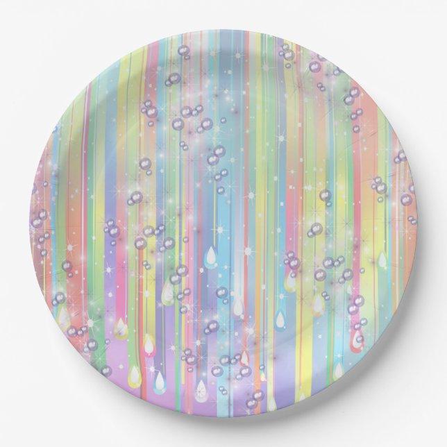 Rainbow Baby Boy Baby Shower Paper Plate (Front)