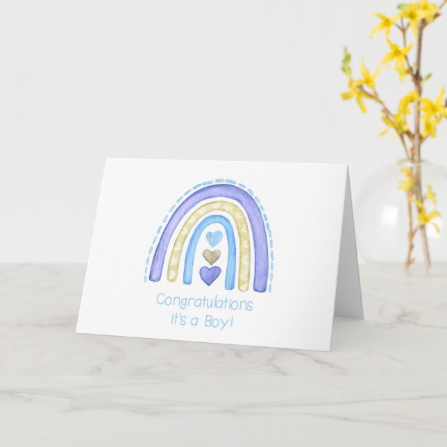 Rainbow Baby Boy Card (Yellow Flower)