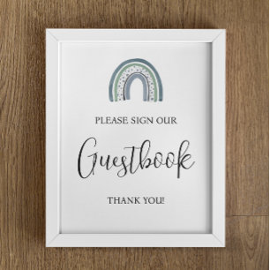 Rainbow Baby Boy Guestbook Baby Shower Sign