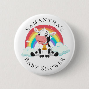 Rainbow Baby Cow Baby Shower  Button