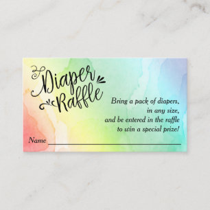 Rainbow Baby Diaper Raffle Ticket, Black Script Enclosure Card