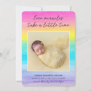 Rainbow Baby   Even Miracles Dark   Photo Birth Announcement