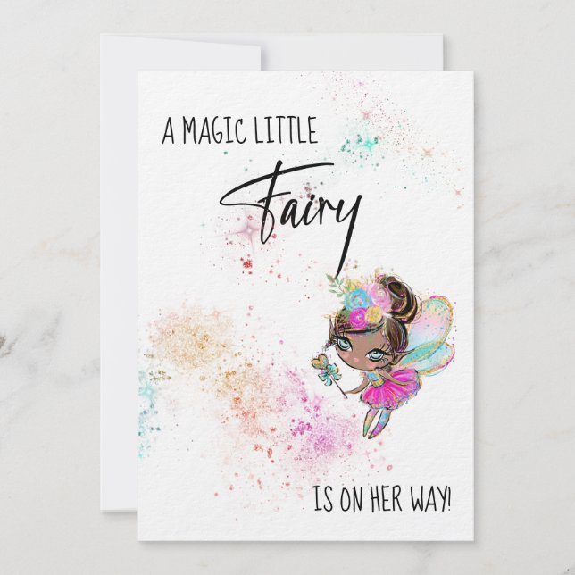*~* Rainbow Baby Fairy Magic Shower Invitation (Front)