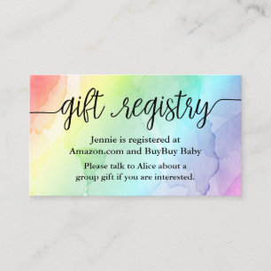 Rainbow Baby Gift Registry Shower Insert Card