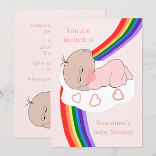 Rainbow Baby Girl Baby Shower Invitation