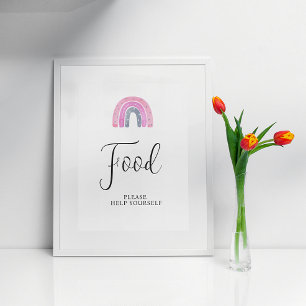 Rainbow Baby Girl Food Baby Shower Sign