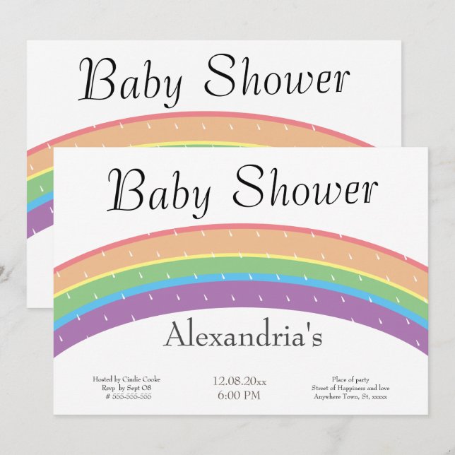 Rainbow Baby Girl or boy Baby shower party Invitation (Front/Back)