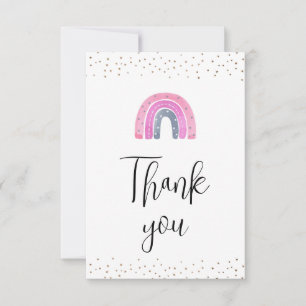 Rainbow  Baby Girl Shower Thank You Card