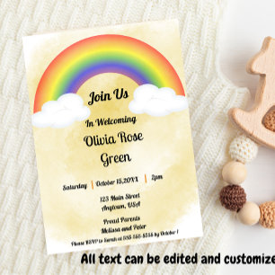 Rainbow Baby (Gold) Shower Invitation
