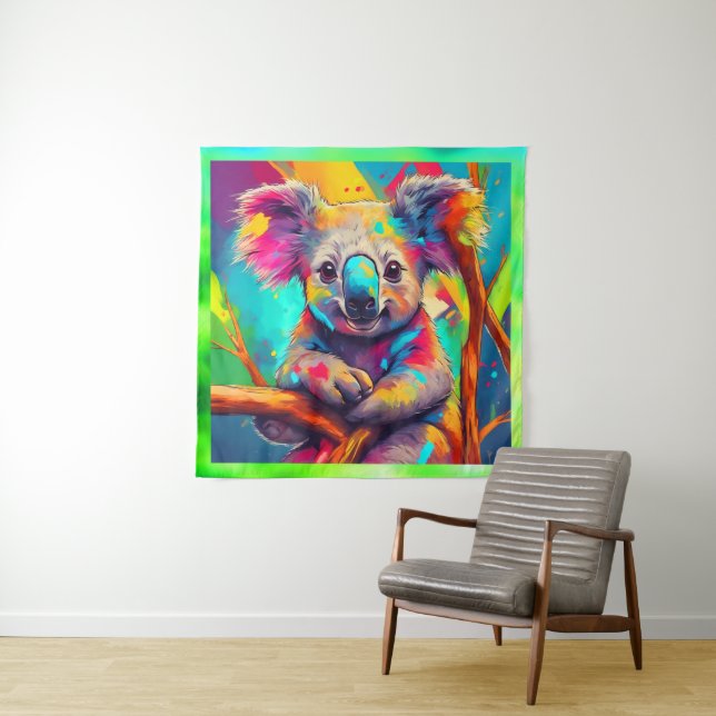 rainbow baby koala tapestry (In Situ)