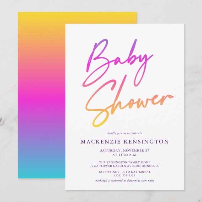 Rainbow Baby | Miracle Baby | Script Baby Shower Invitation (Front/Back)