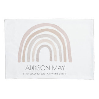 Rainbow baby pillowcase, blush and neutral rainbow pillowcase