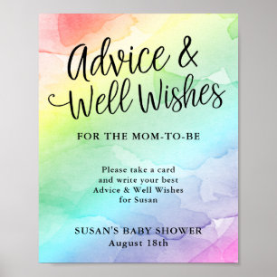 Rainbow Baby Script Baby Shower Advice & Wishes Poster