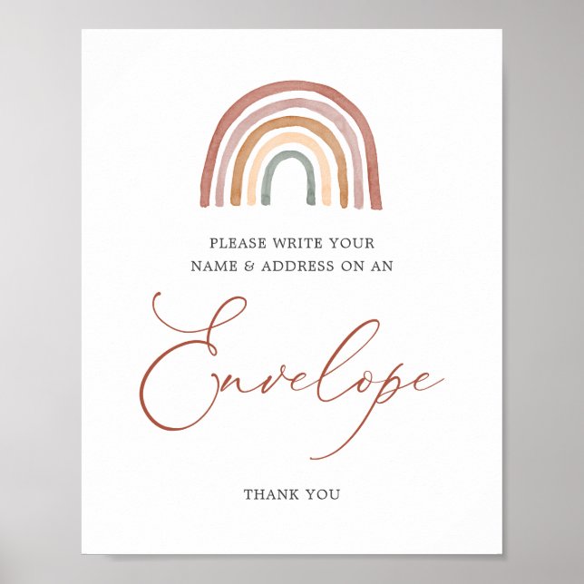 Rainbow Baby Shower Address Envelope Sign (Front)
