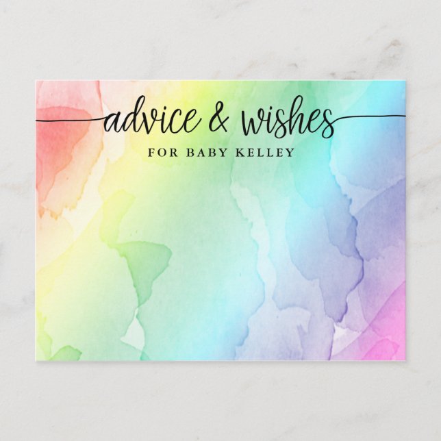Rainbow Baby Shower Advice and Wishes Card (Front)