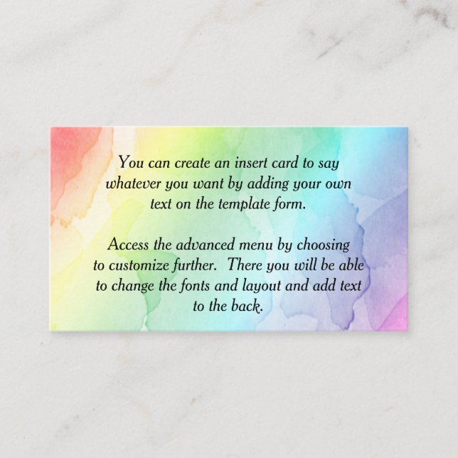 Rainbow Baby Shower Blank Small Insert Card (Front)