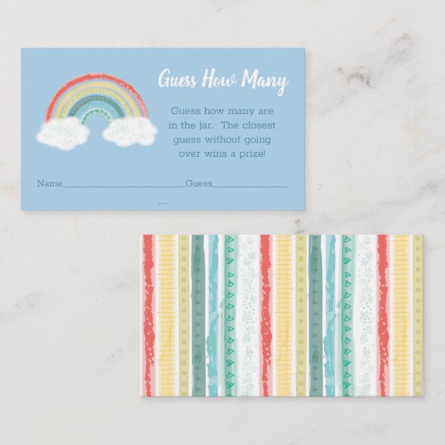 Rainbow Baby Shower Blue Boy Enclosure Card (Front/Back)