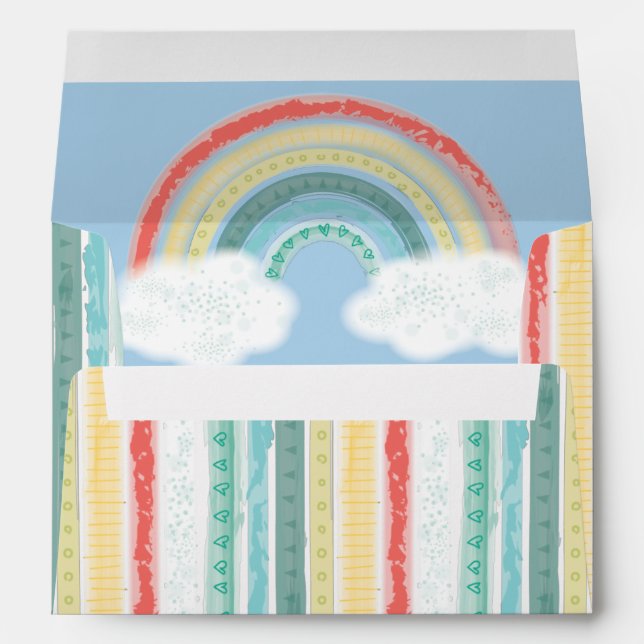 Rainbow Baby Shower Blue Boy Envelope (Back (Bottom))