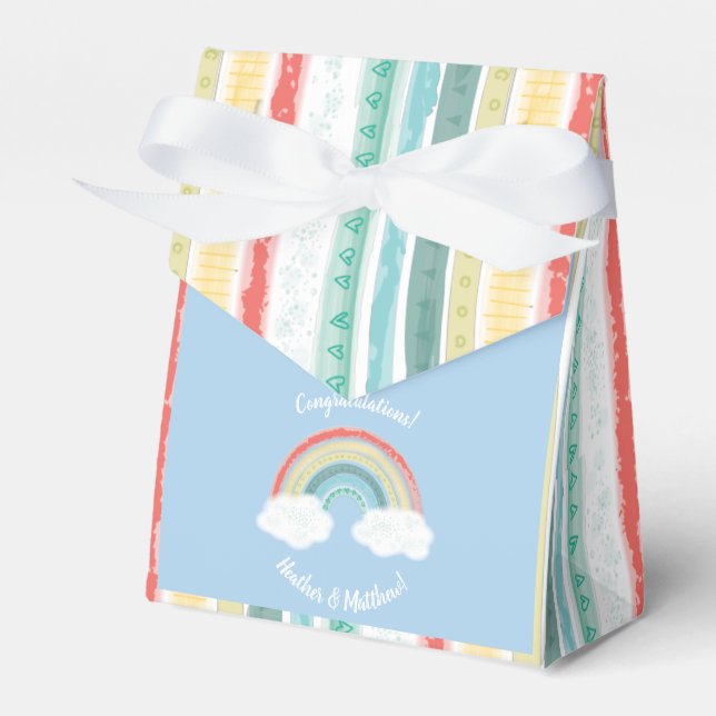 Rainbow Baby Shower Blue Boy Favour Box (Front Side)