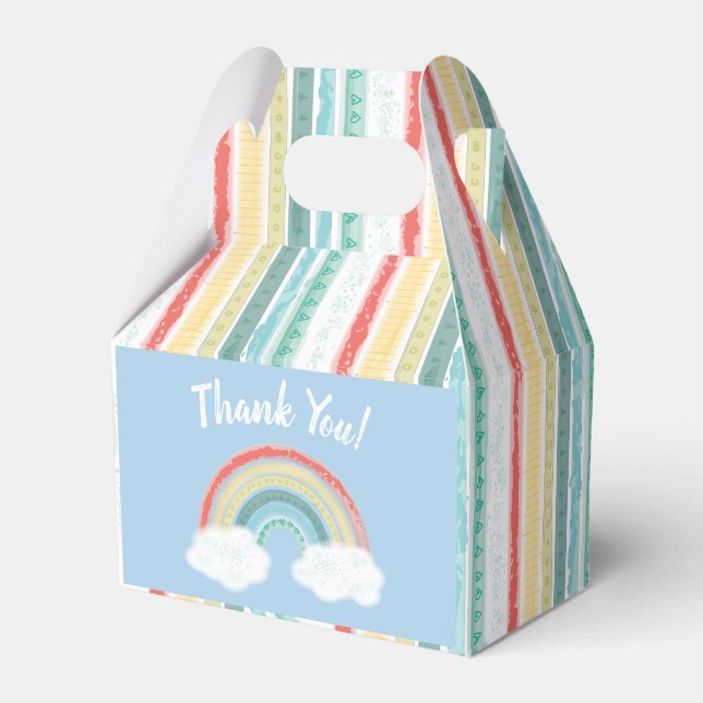 Rainbow Baby Shower Blue Boy Favour Box (Front Side)