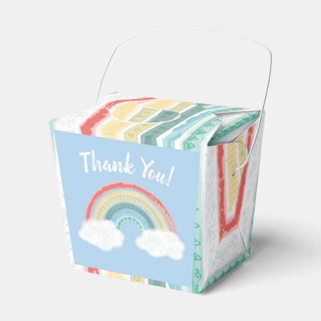 Rainbow Baby Shower Blue Boy Favour Box (Front Side)