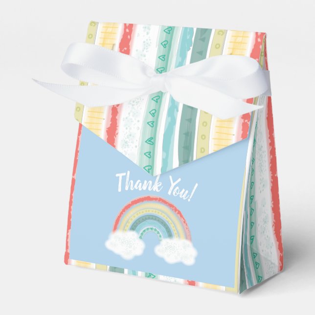 Rainbow Baby Shower Blue Boy Favour Box (Front Side)