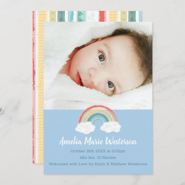 Rainbow Baby Shower Blue Boy Invitation (Front/Back)