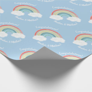 Rainbow Baby Shower Blue Boy Wrapping Paper