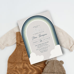 Rainbow Baby Shower Blue Green Boy Silver