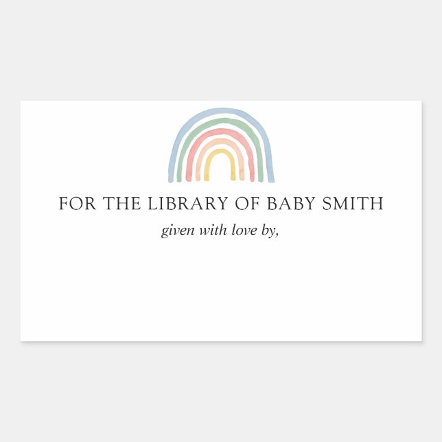 Rainbow Baby Shower Bookplate Sticker (Front)