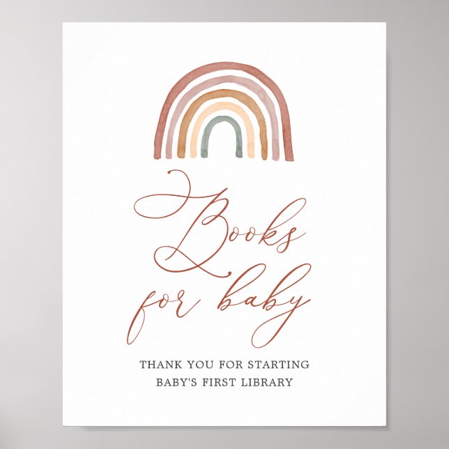 Rainbow Baby Shower Books For Baby Sign (Front)