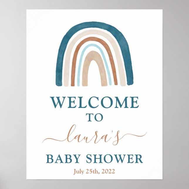 Rainbow Baby Shower Boy Welcome sign (Front)
