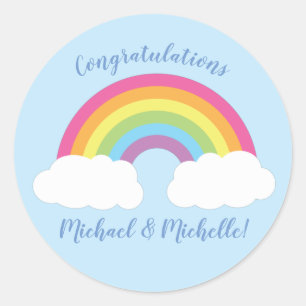 Rainbow Baby Shower  Classic Round Sticker