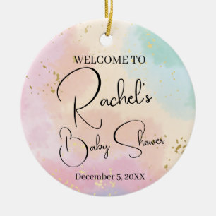 Rainbow Baby Shower Colourful Watercolor Custom Ce Ceramic Tree Decoration