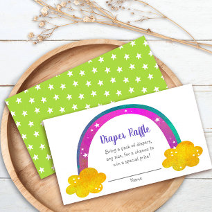 Rainbow Baby Shower Diaper Raffle Boho Modern Cute Enclosure Card