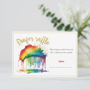 Rainbow Baby Shower Diaper Raffle Card