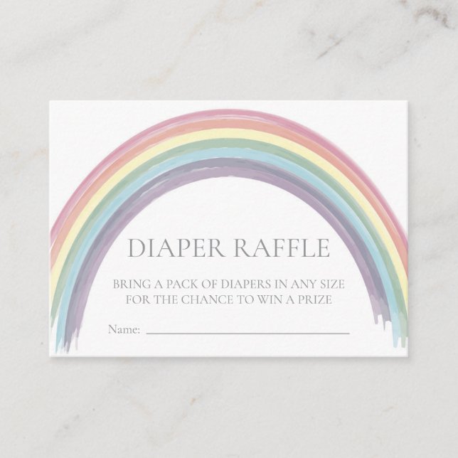 Rainbow Baby Shower Diaper Raffle Enclosure Card (Front)