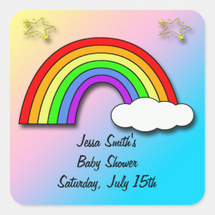 Rainbow Baby Shower Favour stickers