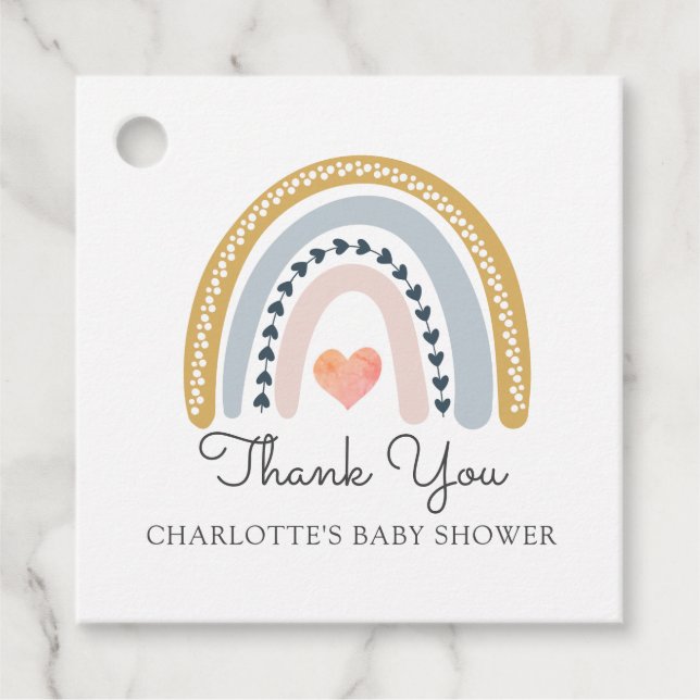 Rainbow Baby Shower Favour Tags (Front)