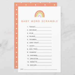 Rainbow Baby Shower Game Word Scramble