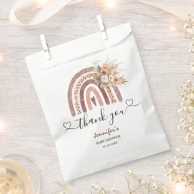 Rainbow Baby Shower Gender Neutral Boho Favour Bags (Clipped)
