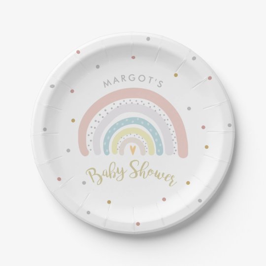 Rainbow Baby Shower Gender Neutral Rainbow Paper Plate Zazzle.co.uk