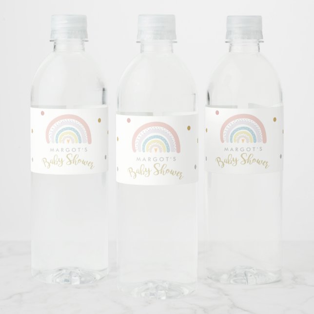 Rainbow Baby Shower Gender Neutral Water Bottle Label (Bottles)