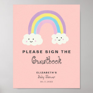 Rainbow Baby Shower Girl Pink Sign the Guestbook