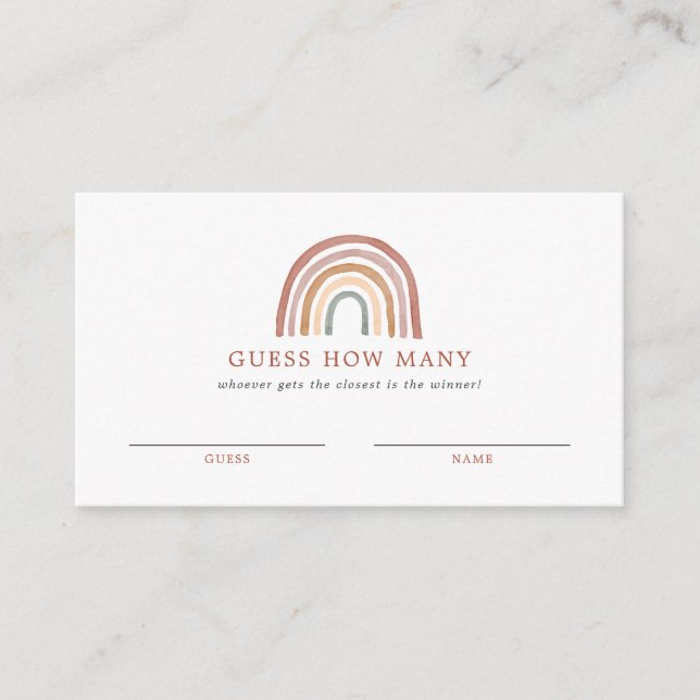 Rainbow Baby Shower Guess How Many Card (Front)