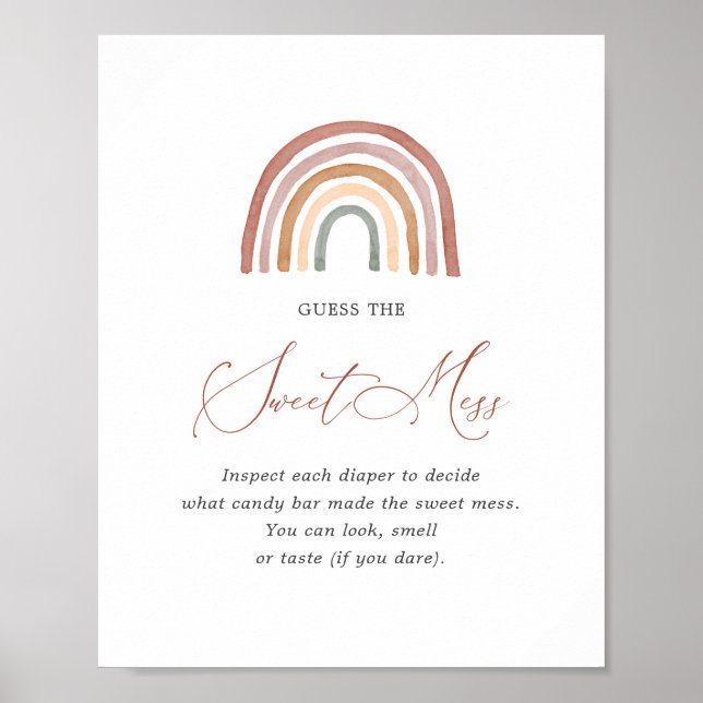 Rainbow Baby Shower Guess The Sweet Mess Sign (Front)